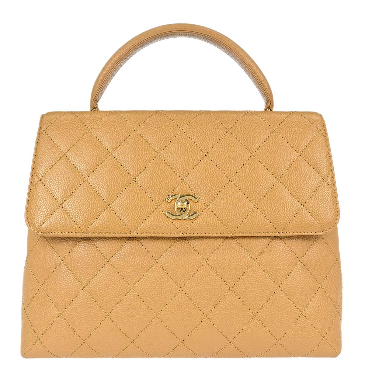 Chanel 2003-2004 Beige Caviar Skin Kelly Handbag