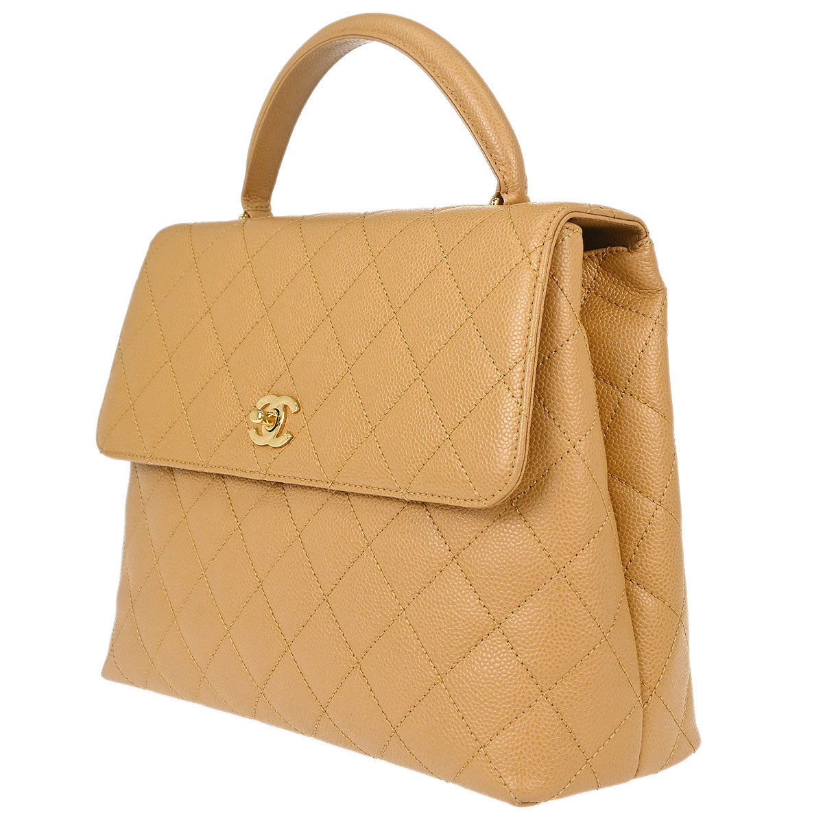 Chanel 2003-2004 Beige Caviar Skin Kelly Handbag