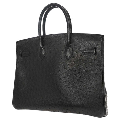 Hermes * Black Ostrich Birkin 35 Handbag