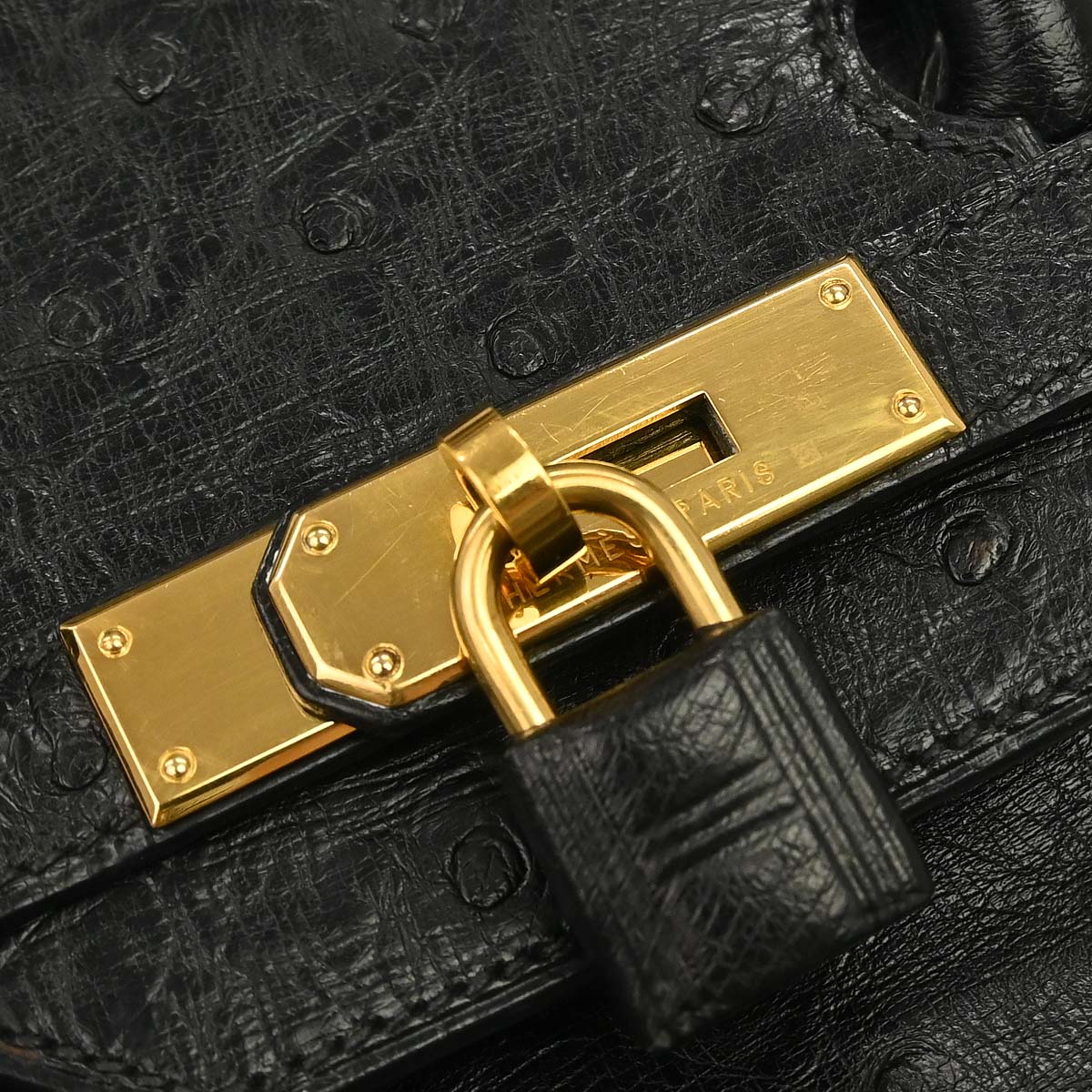 Hermes * Black Ostrich Birkin 35 Handbag
