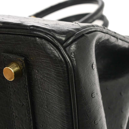 Hermes * Black Ostrich Birkin 35 Handbag