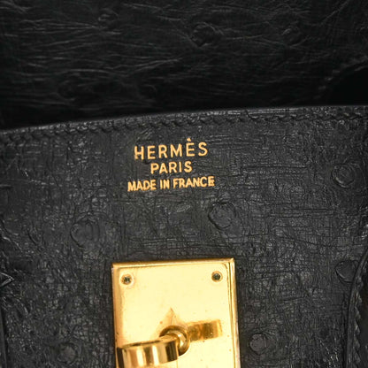 Hermes * Black Ostrich Birkin 35 Handbag