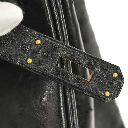 Hermes * Black Ostrich Birkin 35 Handbag