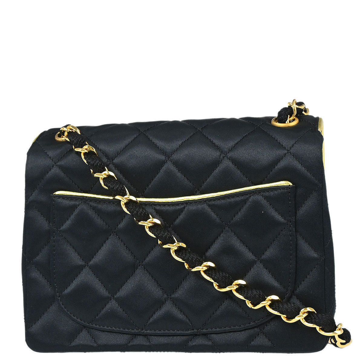 Chanel 1989-1991 Black Satin Mini Classic Square Flap Shoulder Bag 17