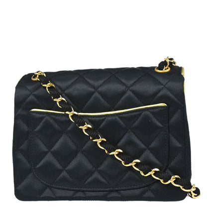 Chanel 1989-1991 Black Satin Mini Classic Square Flap Shoulder Bag 17