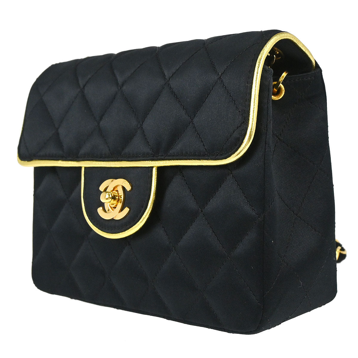 Chanel 1989-1991 Black Satin Mini Classic Square Flap Shoulder Bag 17