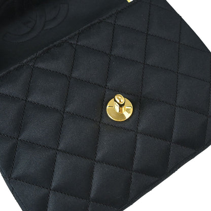 Chanel 1989-1991 Black Satin Mini Classic Square Flap Shoulder Bag 17