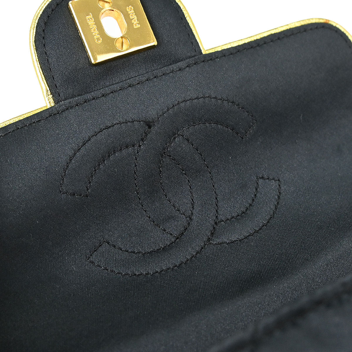 Chanel 1989-1991 Black Satin Mini Classic Square Flap Shoulder Bag 17