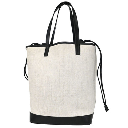 Saint Laurent White Calfskin Teddy Drawstring Tote Handbag