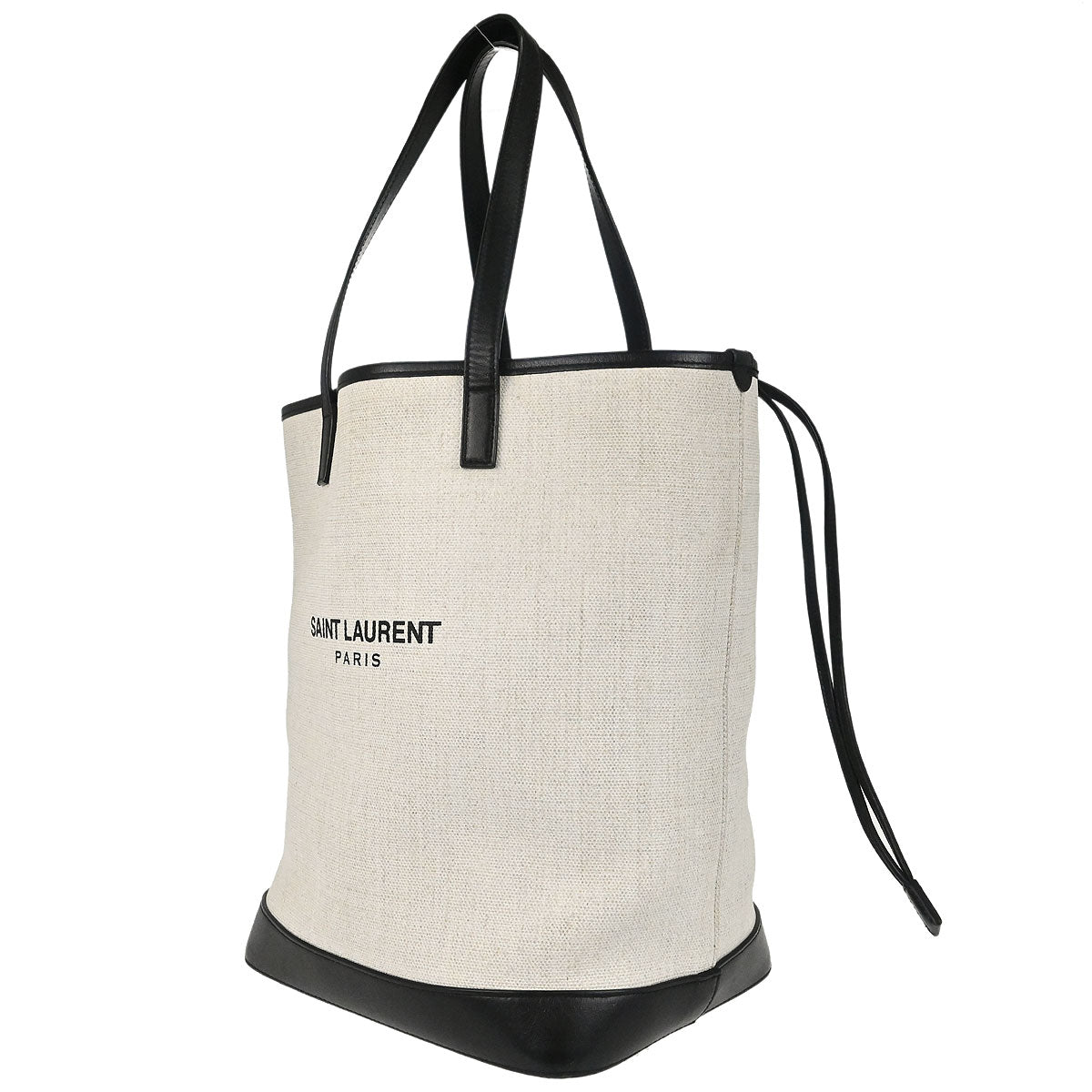 Saint Laurent White Calfskin Teddy Drawstring Tote Handbag – AMORE