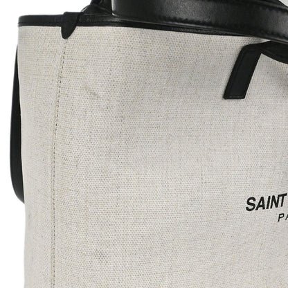 Saint Laurent White Calfskin Teddy Drawstring Tote Handbag