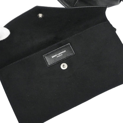 Saint Laurent White Calfskin Teddy Drawstring Tote Handbag