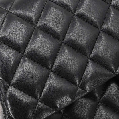 Chanel 2014 Black Lambskin Jumbo Classic Double Flap Shoulder Bag