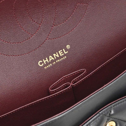 Chanel 2014 Black Lambskin Jumbo Classic Double Flap Shoulder Bag