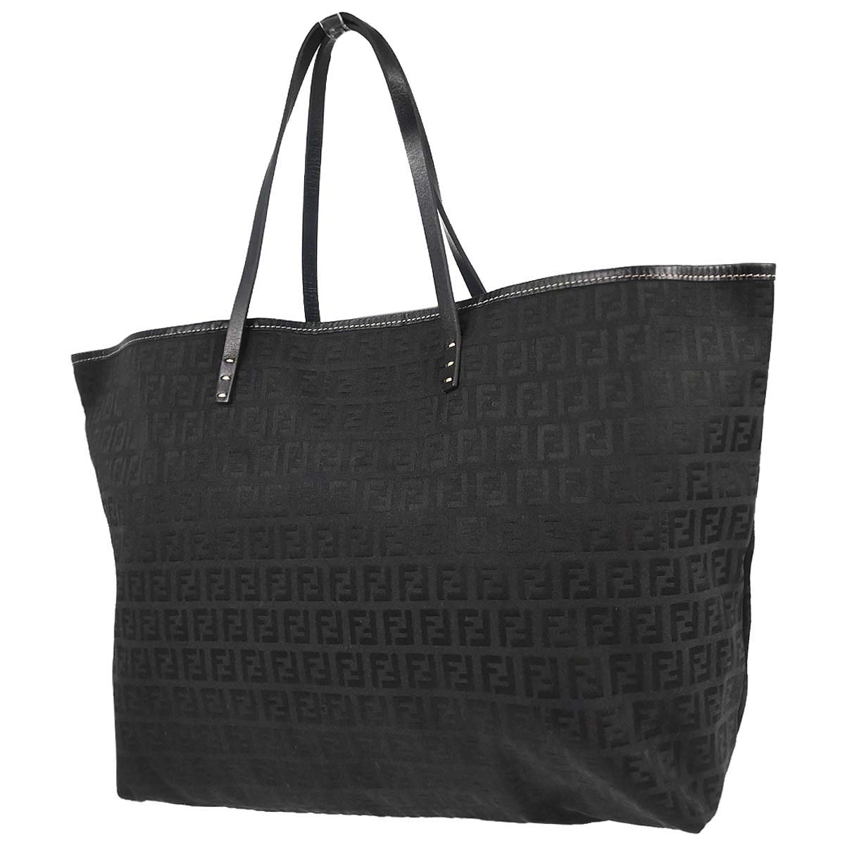 Fendi Black Canvas Zucchino Tote Bag