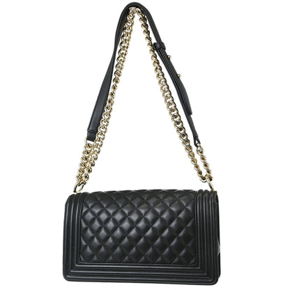 Boy Chanel 2016-2017 Black Lambskin Medium Shoulder Bag