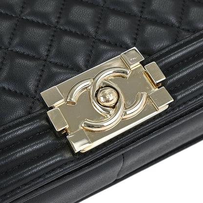 Boy Chanel 2016-2017 Black Lambskin Medium Shoulder Bag