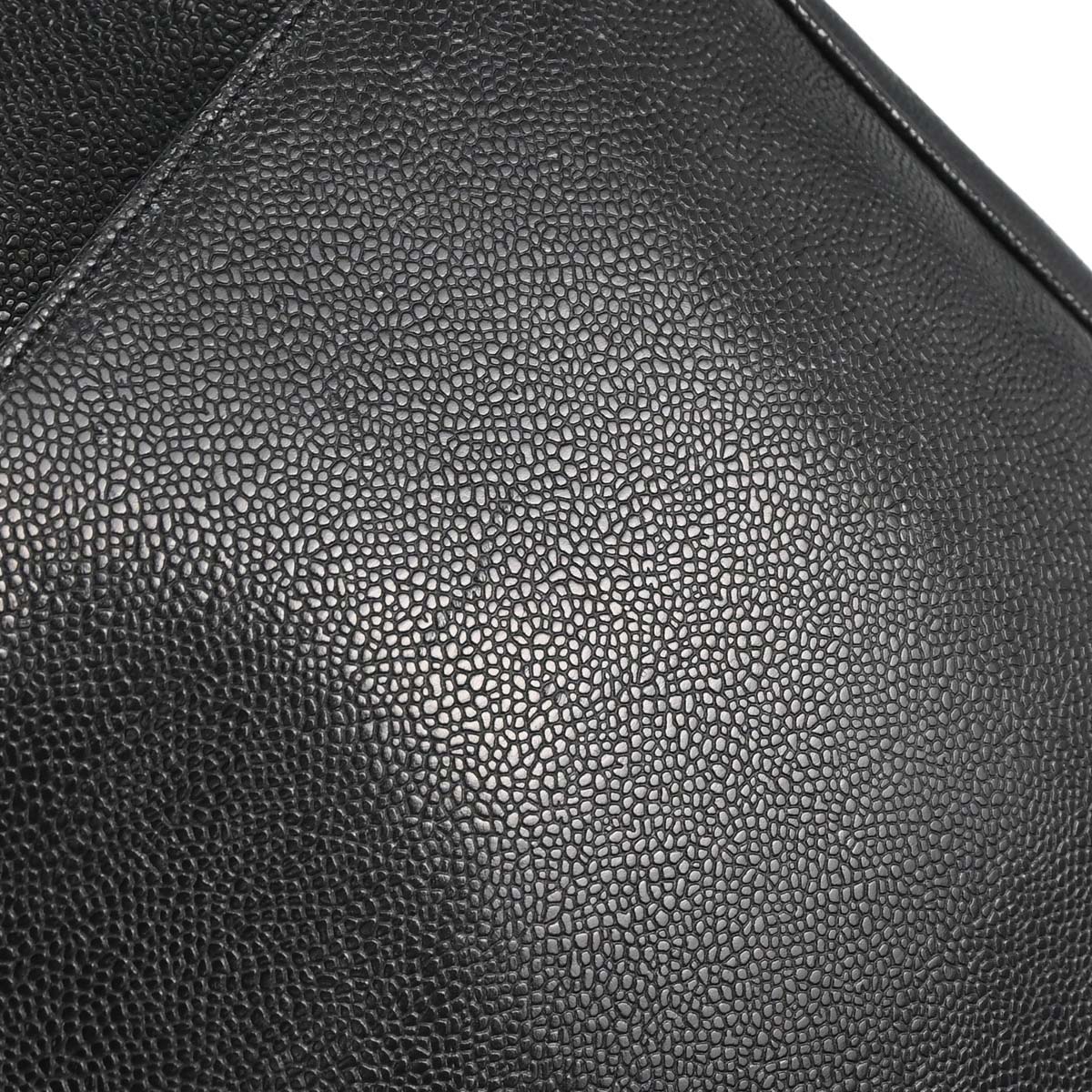Chanel 1991-1994 Black Caviar Skin Triple CC Shoulder Tote Bag