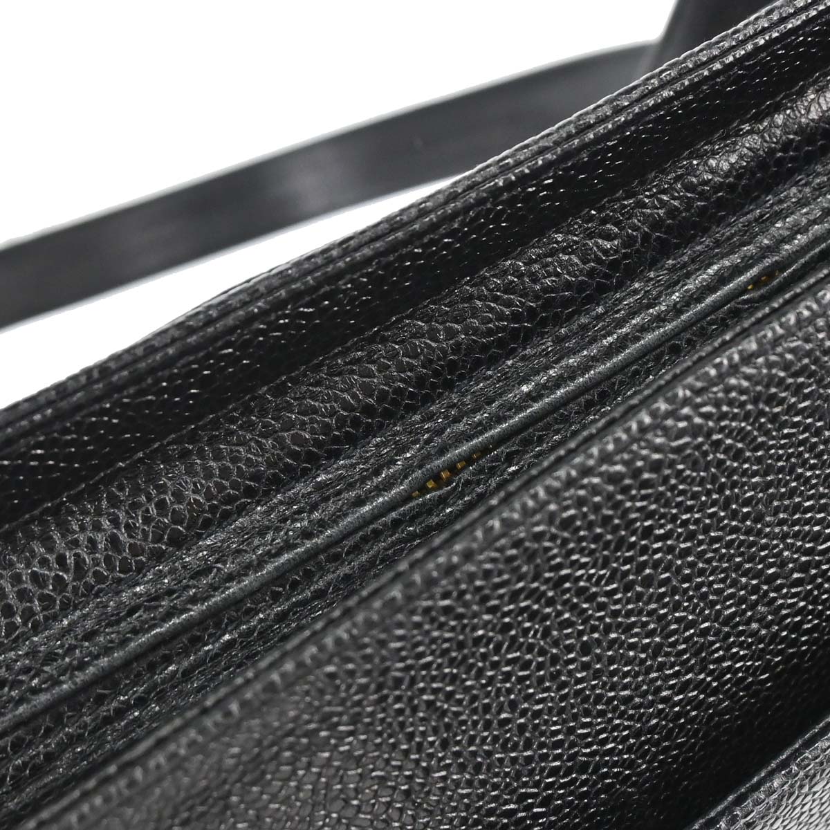 Chanel 1991-1994 Black Caviar Skin Triple CC Shoulder Tote Bag
