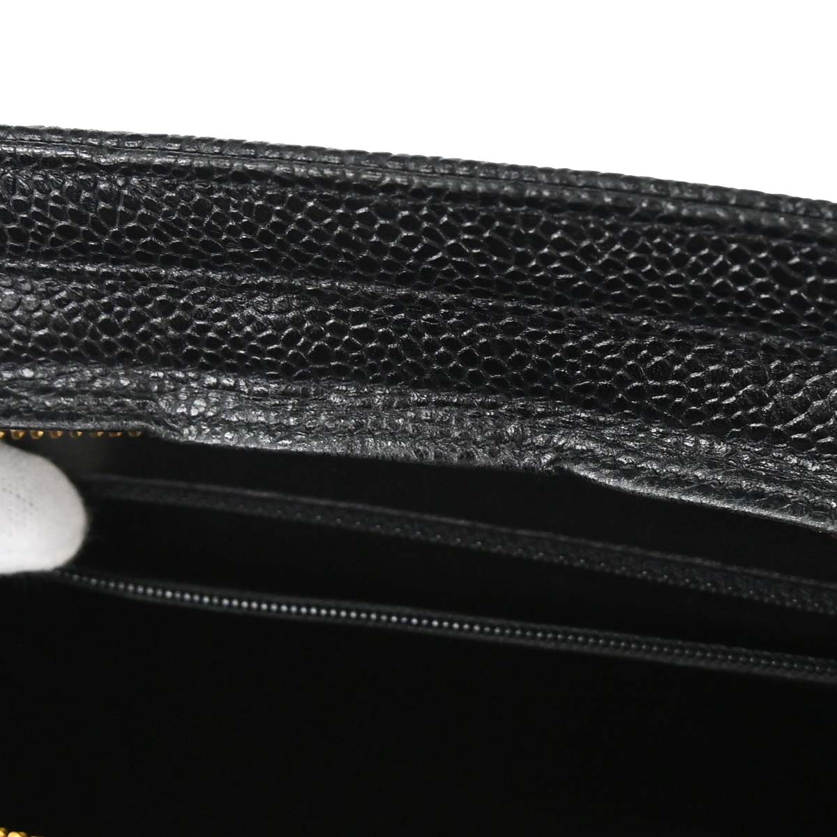 Chanel 1991-1994 Black Caviar Skin Triple CC Shoulder Tote Bag