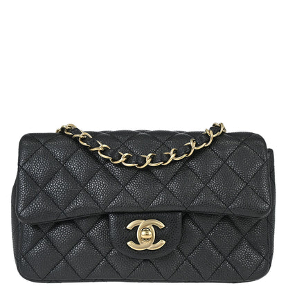 Chanel 2014-2015 Black Caviar Skin Classic Single Flap Shoulder Bag