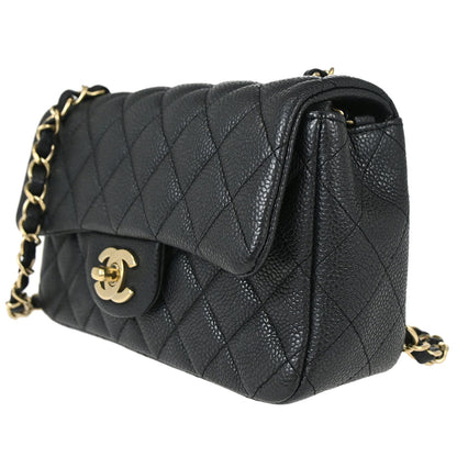 Chanel 2014-2015 Black Caviar Skin Classic Single Flap Shoulder Bag