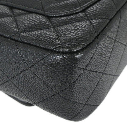 Chanel 2014-2015 Black Caviar Skin Classic Single Flap Shoulder Bag