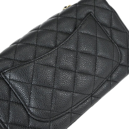 Chanel 2014-2015 Black Caviar Skin Classic Single Flap Shoulder Bag