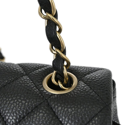 Chanel 2014-2015 Black Caviar Skin Classic Single Flap Shoulder Bag
