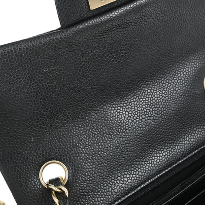 Chanel 2014-2015 Black Caviar Skin Classic Single Flap Shoulder Bag