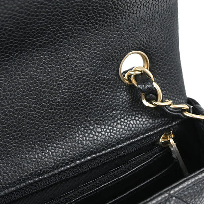 Chanel 2014-2015 Black Caviar Skin Classic Single Flap Shoulder Bag