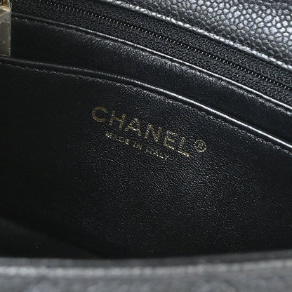 Chanel 2014-2015 Black Caviar Skin Classic Single Flap Shoulder Bag