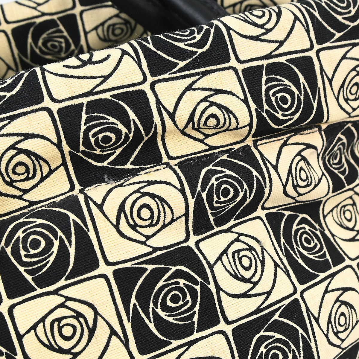Chanel 2003-2004 Black Beige Canvas Coco Ball Camellia Tote Handbag