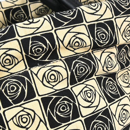 Chanel 2003-2004 Black Beige Canvas Coco Ball Camellia Tote Handbag