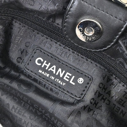 Chanel 2003-2004 Black Beige Canvas Coco Ball Camellia Tote Handbag
