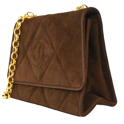 Chanel Brown Suede Fringe Straight Flap Shoulder Bag