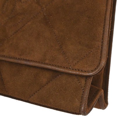Chanel Brown Suede Fringe Straight Flap Shoulder Bag