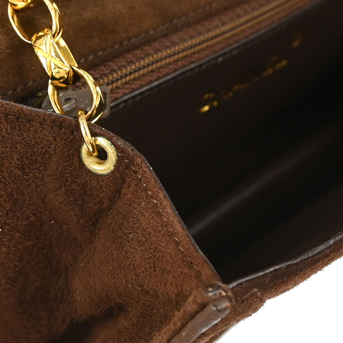 Chanel Brown Suede Fringe Straight Flap Shoulder Bag