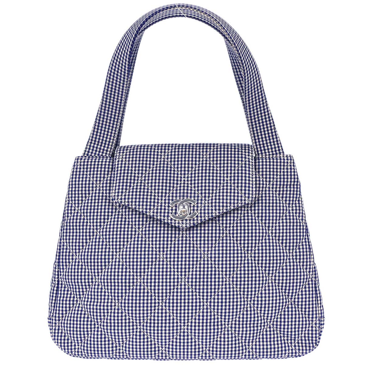 Chanel 1996-1997 Blue White Canvas Gingham Check Handbag