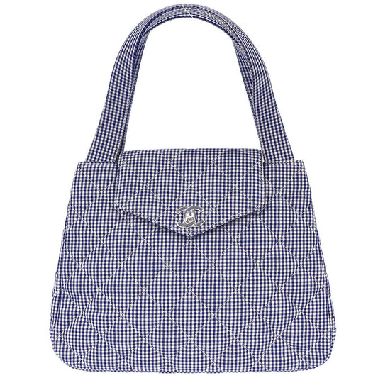 Chanel 1996-1997 Blue White Canvas Gingham Check Handbag