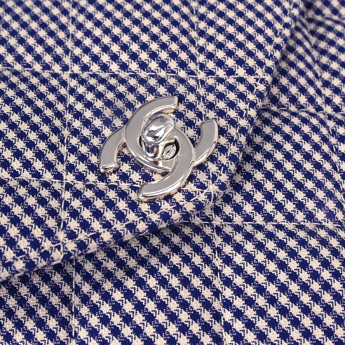 Chanel 1996-1997 Blue White Canvas Gingham Check Handbag
