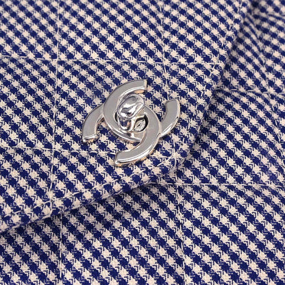Chanel 1996-1997 Blue White Canvas Gingham Check Handbag