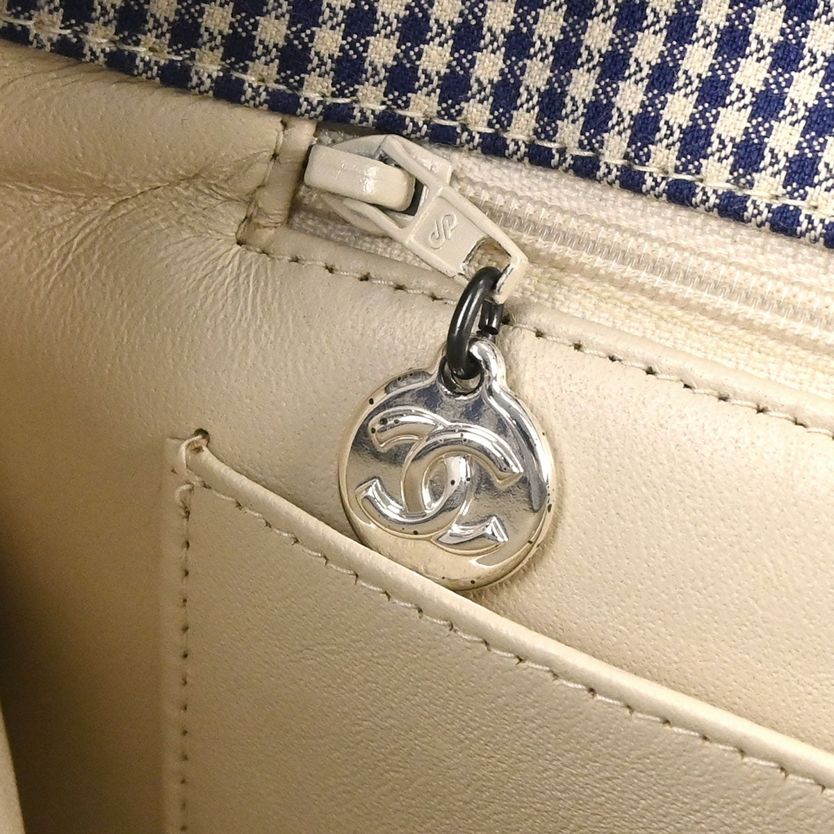 Chanel 1996-1997 Blue White Canvas Gingham Check Handbag