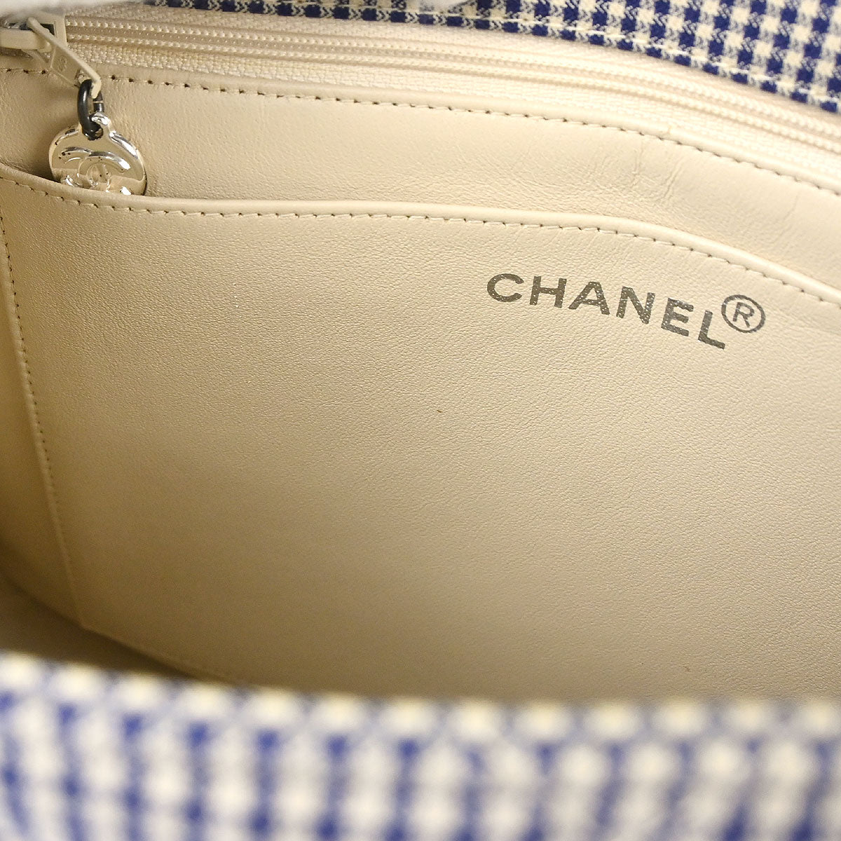 Chanel 1996-1997 Blue White Canvas Gingham Check Handbag