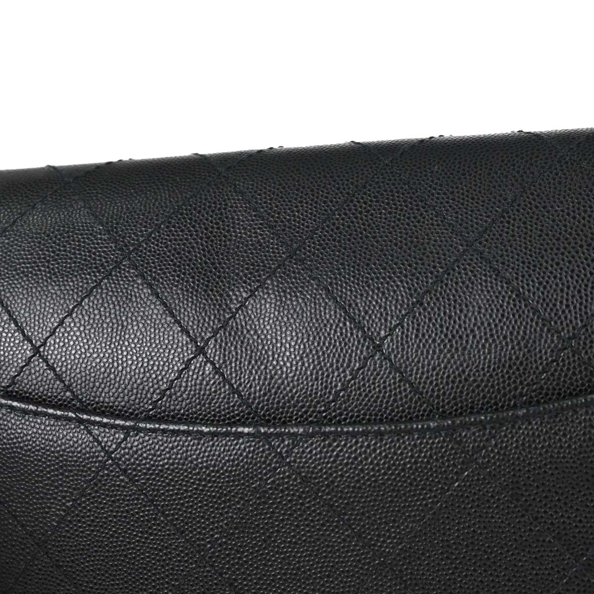 Chanel 1997-1999 Black Caviar Skin Jumbo Classic Flap Shoulder Bag
