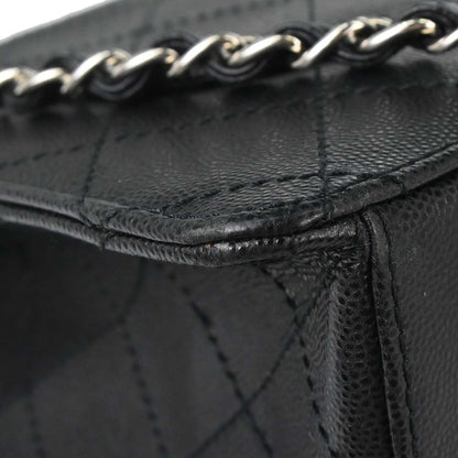 Chanel 1997-1999 Black Caviar Skin Jumbo Classic Flap Shoulder Bag