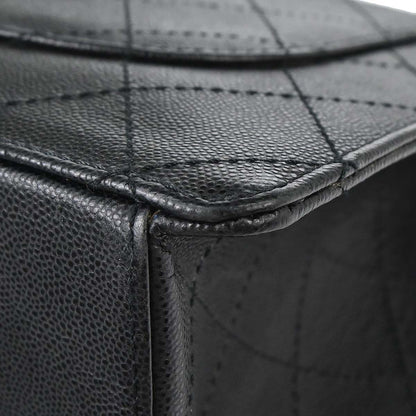 Chanel 1997-1999 Black Caviar Skin Jumbo Classic Flap Shoulder Bag
