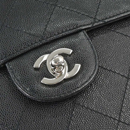 Chanel 1997-1999 Black Caviar Skin Jumbo Classic Flap Shoulder Bag