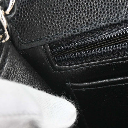 Chanel 1997-1999 Black Caviar Skin Jumbo Classic Flap Shoulder Bag