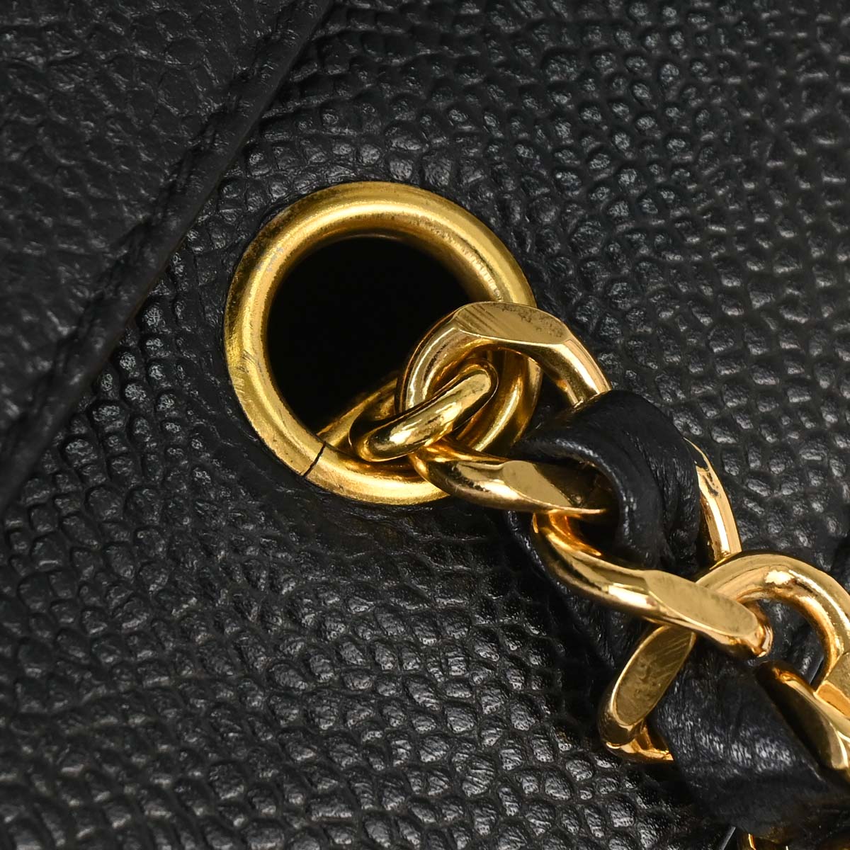 Chanel 1996-1997 Black Caviar Skin Triple CC Shoulder Tote Bag